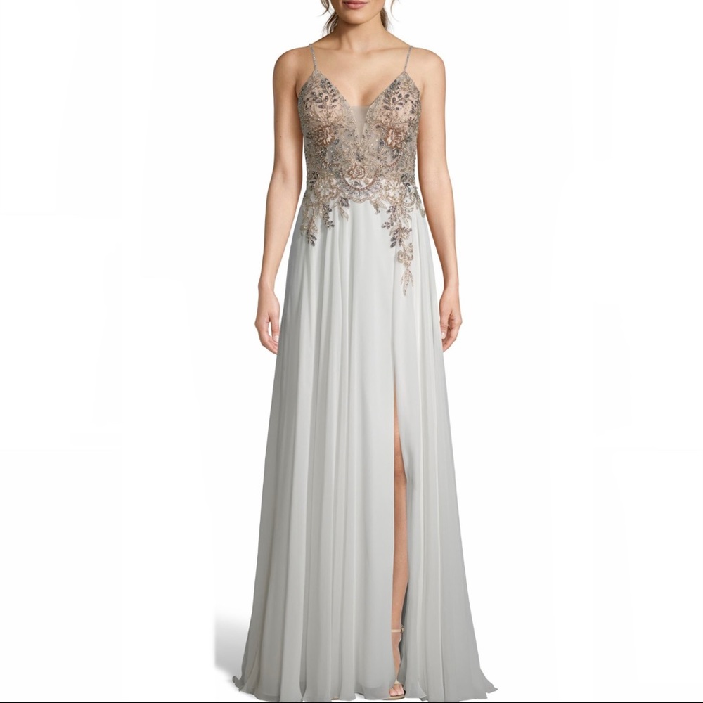 XSCAPE Open Back Embellished Evening Gown